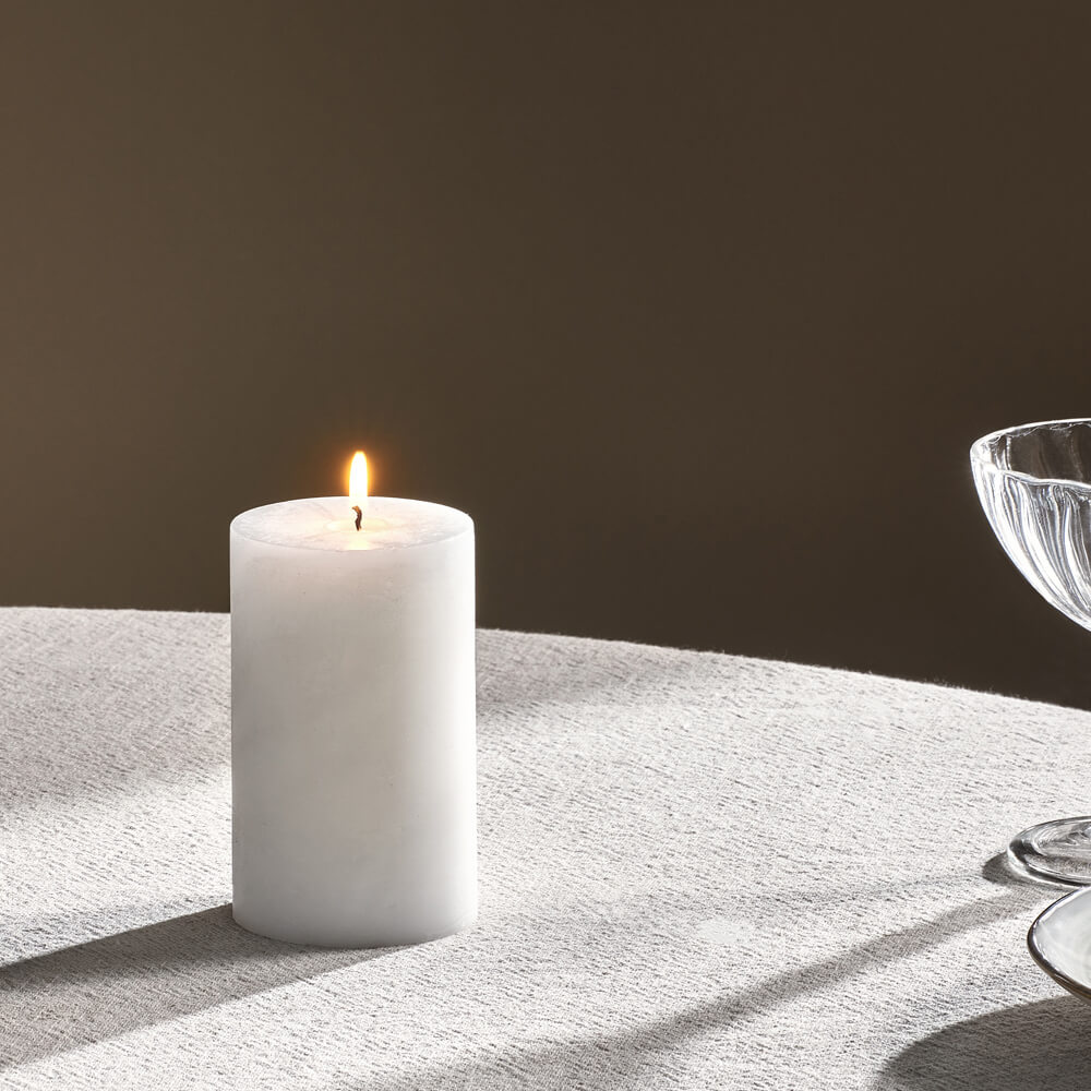 Nkuku Rustic Soy Blend Pillar Candle White Small